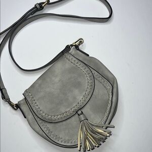 Elegant Gray Crossbody Bag with Tassel